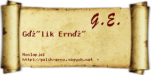 Gálik Ernő névjegykártya